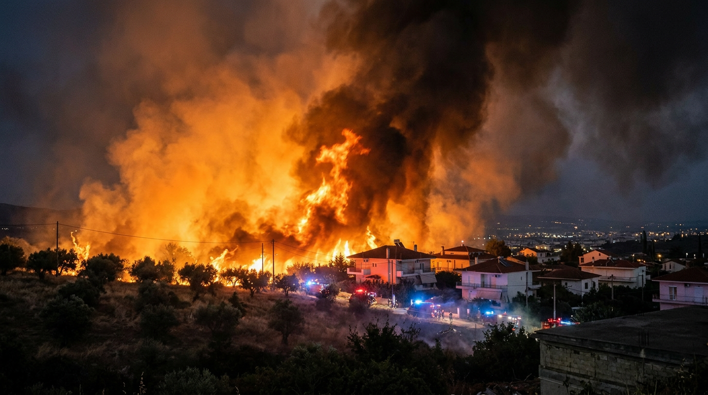 Multiple Wildfires Burn Near Thessaloniki Homes, Residents Evacuated