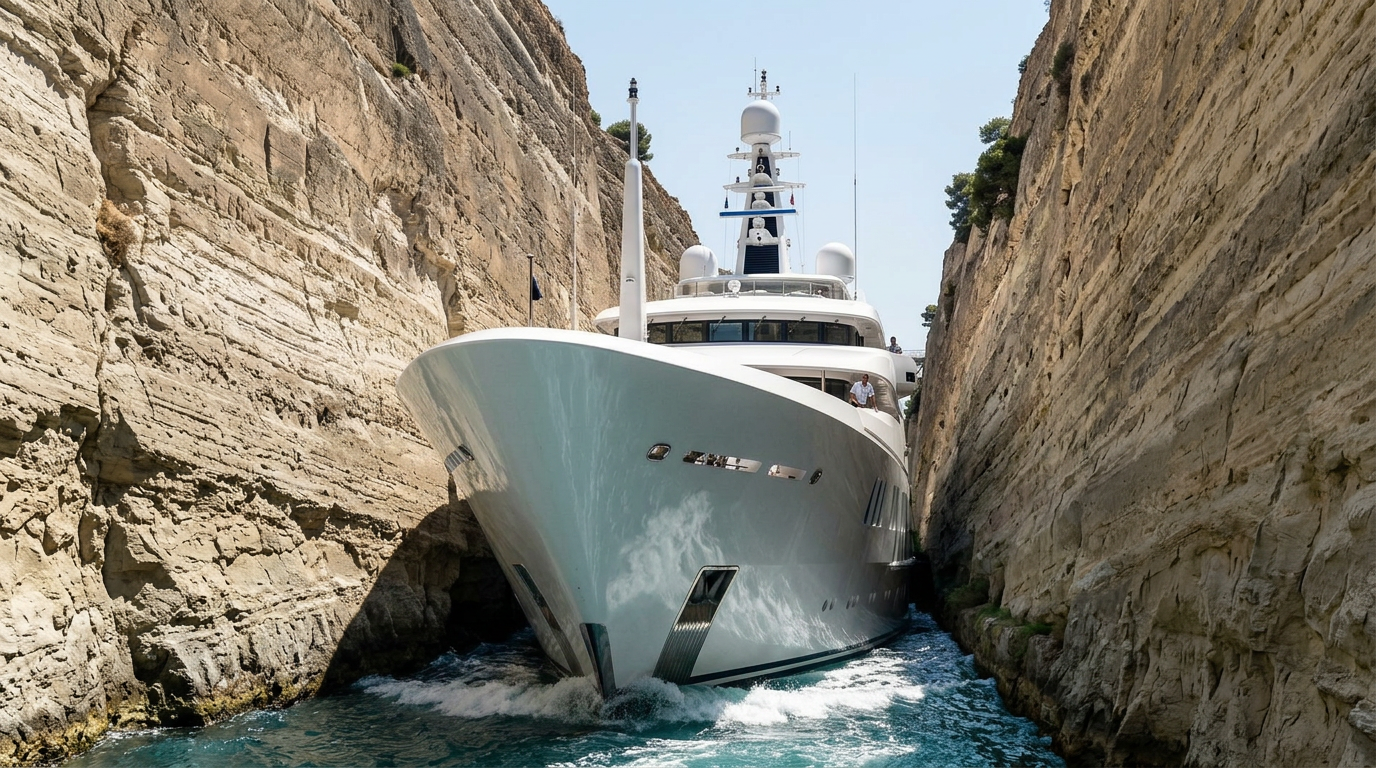 $50M Superyacht Scrapes Walls of Corinth Canal