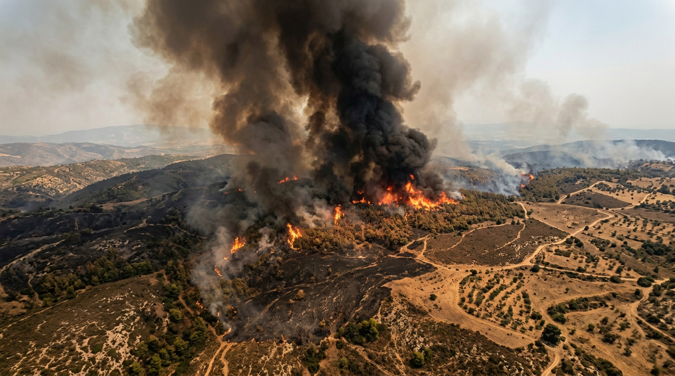 Greece Fires Burn 50,000 Acres in Boeotia, Smoke Reaches Africa