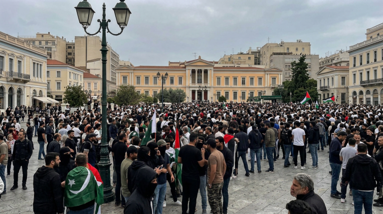 Hundreds of Pakistanis Flood Athens Square for Independence Day