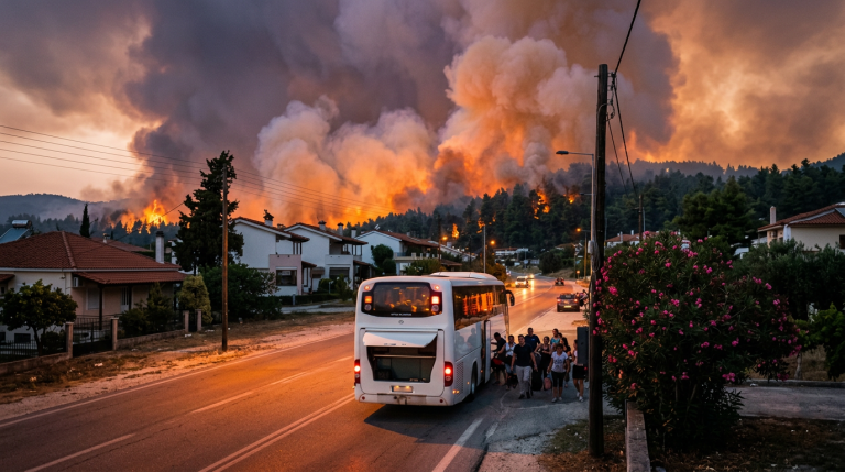 Wildfire Tears Through Halkidiki, Ukrainian Children Evacuated