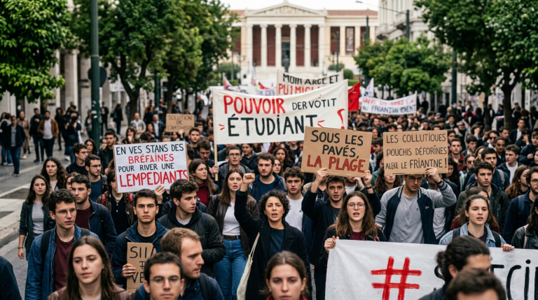 Greek Students March to Parliament Singing Bella Ciao and May '68 Slogans