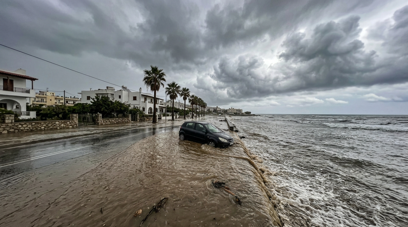 One Dead as Flash Floods Sweep Cars Into Sea on Rhodes